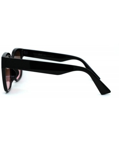 Womens Mod 90s Rounded Horn Rim Oversize Sunglasses - Black Brown Pink - CA196WNZOE0 $6.28 Rectangular