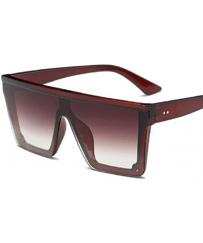 Fashion Designer Women Sunglasses Oversized Flat Top Square Frame Retro Mirror Lens - B - CQ18QE0M6O5 $8.46 Rectangular