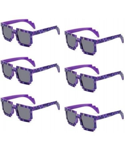 6 Pack Wholesale Thug Life Pixelated Minecraft Party Sunglasses Mosaic Gamer Photo Props Glasses for Women Teens - CH194N7TN8...