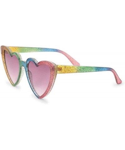 Women's Novelty Non-Polarized Sunglasses - Rainbow Hearts - C018NWHTQGW $11.88 Round