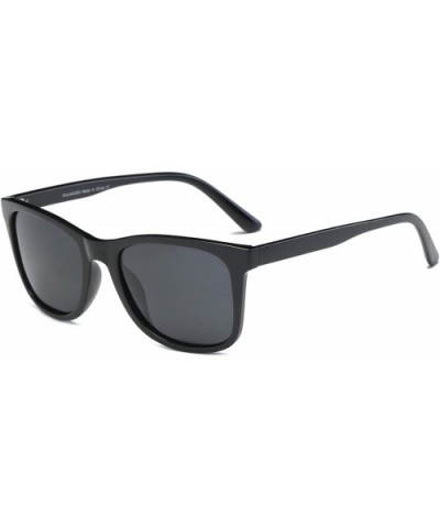 Retro Vintage Classic Polarized HD Lens Square Fashion Sunglasses - Black - CB18WR9T2EI $14.44 Square