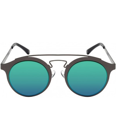 Retro Inspired P3 Style Cross Bar Sunnies w/Flat Lens 25135-FLREV - Gunmetal - CM12MA5307D $7.31 Aviator