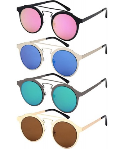 Retro Inspired P3 Style Cross Bar Sunnies w/Flat Lens 25135-FLREV - Gunmetal - CM12MA5307D $7.31 Aviator