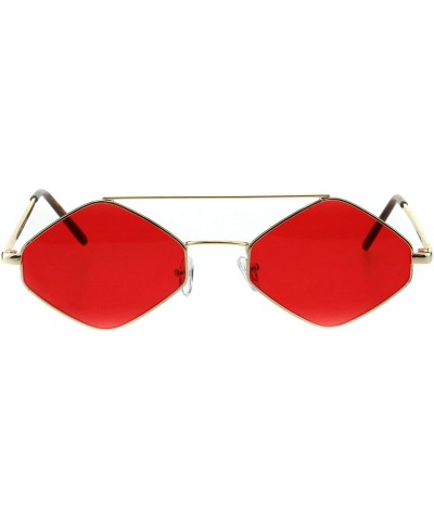Hippie Diamond Shape Pimp Daddy Metal Rim Double Bridge Sunglasses - Gold Red - CW18G04T0WE $10.49 Rectangular