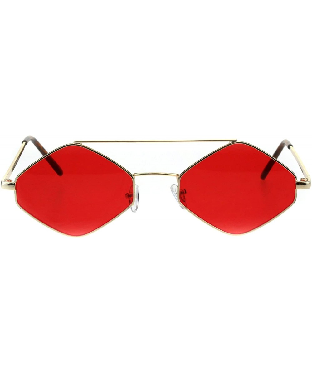 Hippie Diamond Shape Pimp Daddy Metal Rim Double Bridge Sunglasses - Gold Red - CW18G04T0WE $10.49 Rectangular