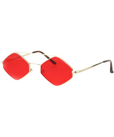 Hippie Diamond Shape Pimp Daddy Metal Rim Double Bridge Sunglasses - Gold Red - CW18G04T0WE $10.49 Rectangular