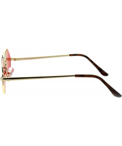 Hippie Diamond Shape Pimp Daddy Metal Rim Double Bridge Sunglasses - Gold Red - CW18G04T0WE $10.49 Rectangular