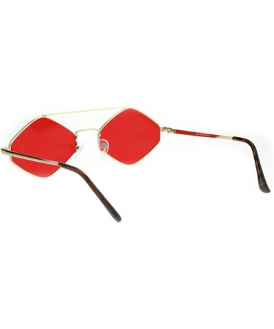 Hippie Diamond Shape Pimp Daddy Metal Rim Double Bridge Sunglasses - Gold Red - CW18G04T0WE $10.49 Rectangular