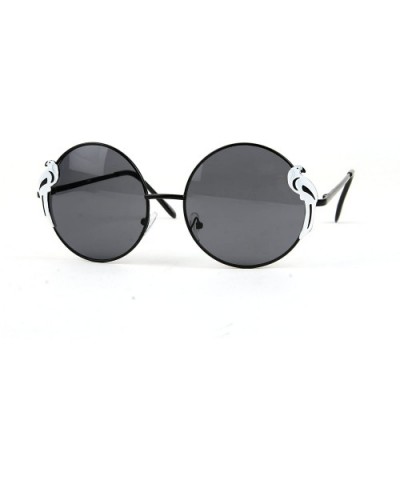Circular Vintage Aviary Style Sunglasses P2203 (Black-Smoke Lens) - CJ126SMLZHH $8.82 Round