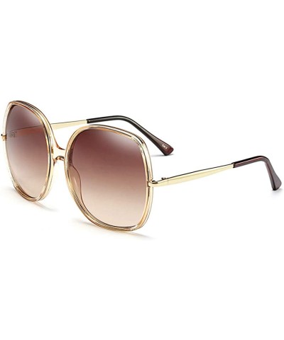 70s Super Oversize Square Sunglasses for Women Vintage Rectangular Plastic Frame - Champagne / Gradient Brown - C1194I7606E $...