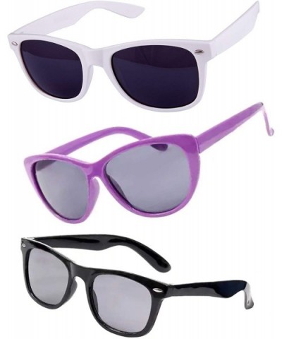 Unisex Retro Style Polarized Sunglasses - Black White Purple Trio - CO18UDK4D4L $9.67 Oval