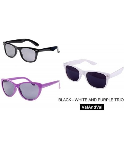 Unisex Retro Style Polarized Sunglasses - Black White Purple Trio - CO18UDK4D4L $9.67 Oval