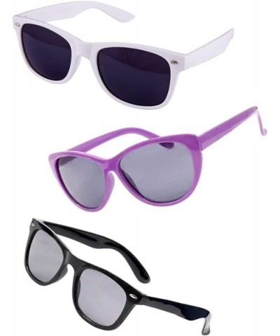 Unisex Retro Style Polarized Sunglasses - Black White Purple Trio - CO18UDK4D4L $9.67 Oval