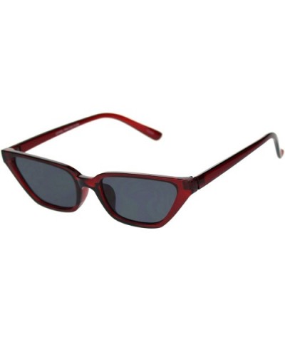 Womens Retro Fashion Sunglasses Rectangular Cateye Trapezoid Frame UV 400 - Red (Black) - CX18WSAERR6 $9.15 Rectangular