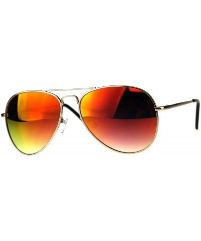 Classic Cop Aviator Sunglasses Metal Frame Spring Hinge Mirrored Lens - Gold (Orange Mirror) - CK18HKX0TR9 $8.38 Aviator