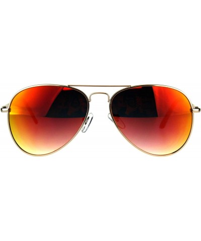 Classic Cop Aviator Sunglasses Metal Frame Spring Hinge Mirrored Lens - Gold (Orange Mirror) - CK18HKX0TR9 $8.38 Aviator