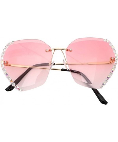 Sunglasses Rhinestones Gradient Oversized - CO190GI85T0 $6.63 Rimless