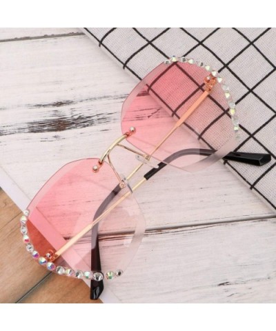 Sunglasses Rhinestones Gradient Oversized - CO190GI85T0 $6.63 Rimless