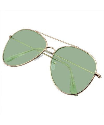 Sunglasses Mens Womens Retro Color Tinted Lens Aviator Sunglasses - Green Gold - CZ18WG96N9H $7.52 Aviator