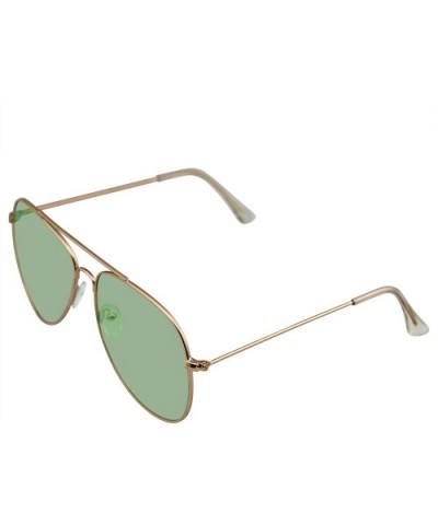 Sunglasses Mens Womens Retro Color Tinted Lens Aviator Sunglasses - Green Gold - CZ18WG96N9H $7.52 Aviator