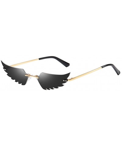 Unisex Funny Wing Shape Retro Sunglasses Vintage Irregular Eyewear Shades - Black - CZ1908NMRCX $9.53 Square