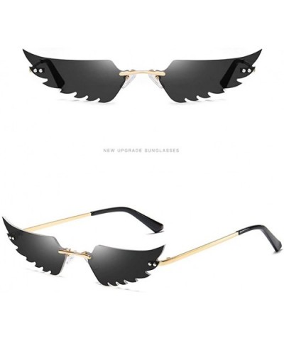 Unisex Funny Wing Shape Retro Sunglasses Vintage Irregular Eyewear Shades - Black - CZ1908NMRCX $9.53 Square