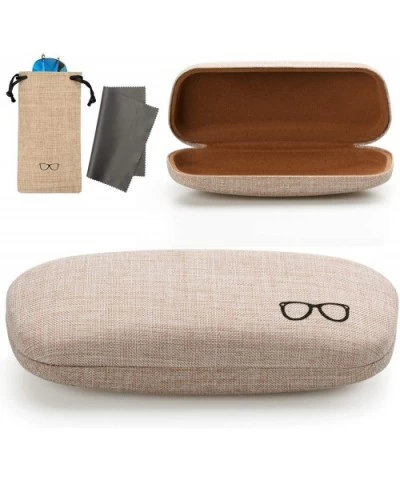 Hard Shell Eyeglasses Case Linen Fabrics Large Sunglasses Case Concise - Small-khaki - C718K4H8X2D $5.25 Aviator