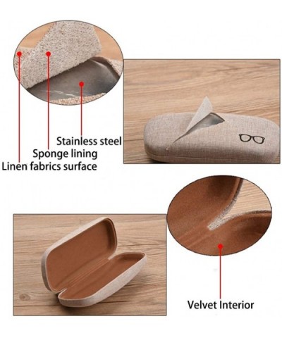 Hard Shell Eyeglasses Case Linen Fabrics Large Sunglasses Case Concise - Small-khaki - C718K4H8X2D $5.25 Aviator