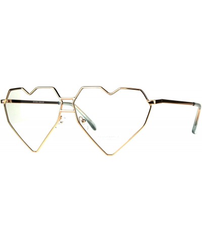 Womens Clear Lens Fashion Glasses Oversized Angled Heart Shape Eyeglasses - Rose Gold - CJ180TLZM6H $9.20 Oversized