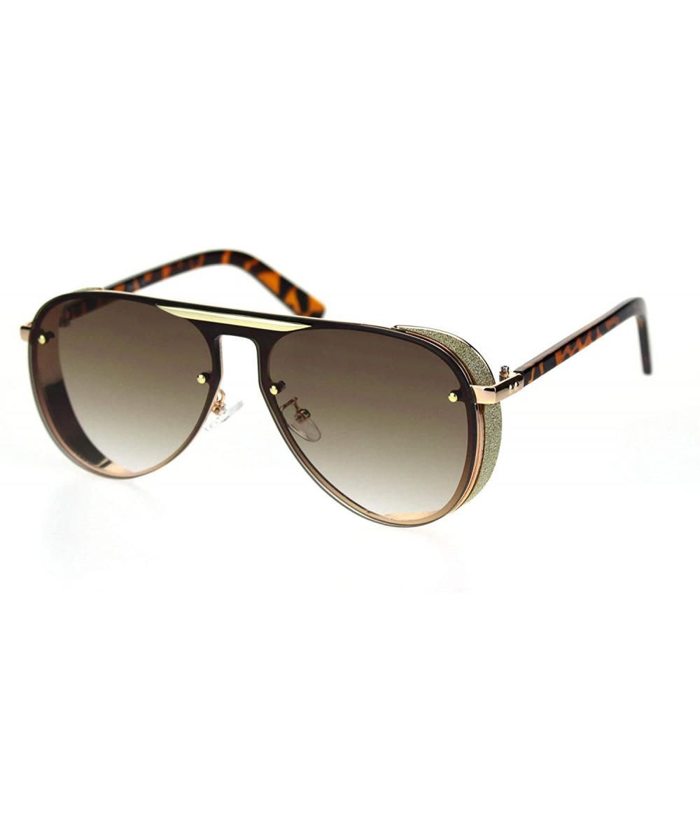 Hip Hop Side Visor Mob Luxury Shield Racer Sunglasses - Gold Tortoise Brown - CM18S03N9KY $11.10 Shield