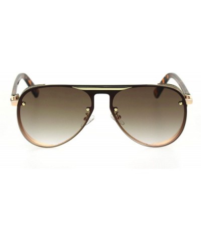 Hip Hop Side Visor Mob Luxury Shield Racer Sunglasses - Gold Tortoise Brown - CM18S03N9KY $11.10 Shield