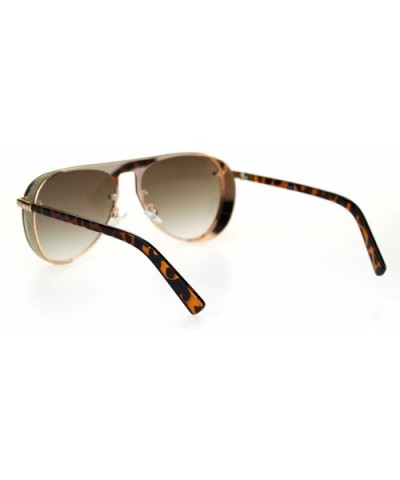 Hip Hop Side Visor Mob Luxury Shield Racer Sunglasses - Gold Tortoise Brown - CM18S03N9KY $11.10 Shield