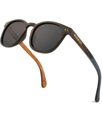HD Polarized Wood Sunglasses for Men and Women UV400 Protection Sports Classic Retro - Ebony - CN198OZZ2ZX $32.30 Square