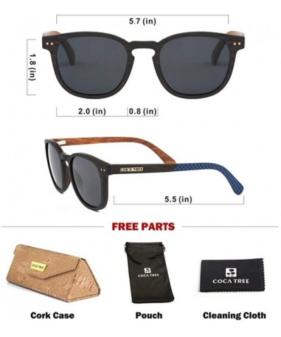 HD Polarized Wood Sunglasses for Men and Women UV400 Protection Sports Classic Retro - Ebony - CN198OZZ2ZX $32.30 Square