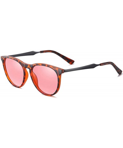 Unisex Round Polarized Sunglasses for Men Women UV400 Protection 8063 - Tortoise/Pink - CX195WOK95X $4.68 Round