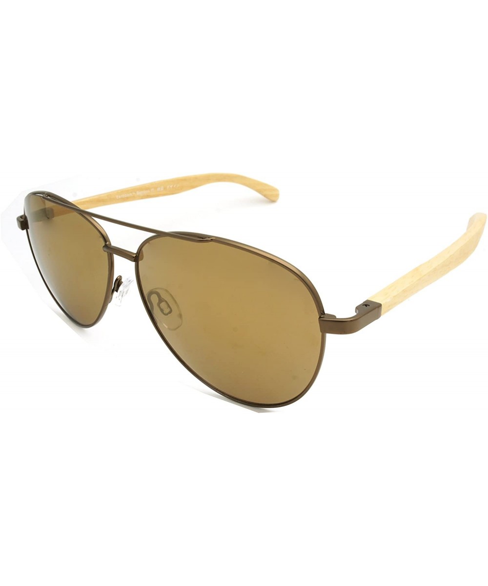 NEW Real Tree Bamboo wood Temples Sunglasses - Brown Light Wood Temple / Light Gold Mirror Lens - CS184OT4GTO $24.20 Wayfarer