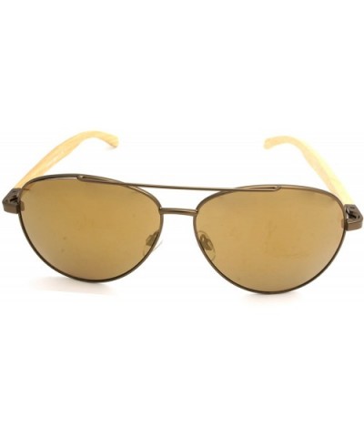 NEW Real Tree Bamboo wood Temples Sunglasses - Brown Light Wood Temple / Light Gold Mirror Lens - CS184OT4GTO $24.20 Wayfarer