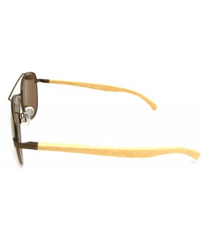 NEW Real Tree Bamboo wood Temples Sunglasses - Brown Light Wood Temple / Light Gold Mirror Lens - CS184OT4GTO $24.20 Wayfarer