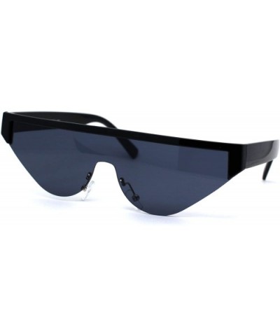 Womens Futuristic Flat Top Half Rim Cat Eye Sunglasses - All Black - CK1974GWM90 $9.58 Cat Eye