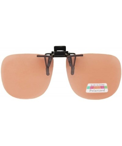 60mm Wide Large Polarized Driving Clip On Sunlgasses Flip Up Over Glasses (Amber- 60) - CI182OIN6LG $10.79 Aviator