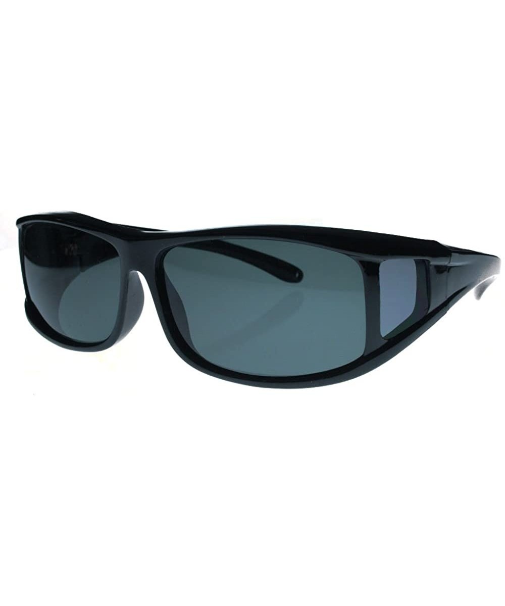 Fit Over Sunglasses Over Glasses - Polarized & Non-Polarized - Polarized Black - Dark Smoke Lens - CZ11L6VYRL7 $9.21 Round