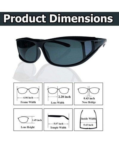 Fit Over Sunglasses Over Glasses - Polarized & Non-Polarized - Polarized Black - Dark Smoke Lens - CZ11L6VYRL7 $9.21 Round