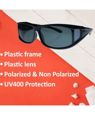 Fit Over Sunglasses Over Glasses - Polarized & Non-Polarized - Polarized Black - Dark Smoke Lens - CZ11L6VYRL7 $9.21 Round