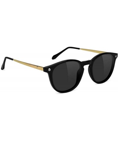 Aria Premium Polarized Sunglasses 100% UV Protected - Black/Gold - CO18S228SNQ $38.78 Round
