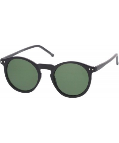 Retro Horn Rimmed Keyhole Nose Bridge P3 Round Sunglasses 48mm - Matte Black / Green - CP12N38TH3U $7.23 Round