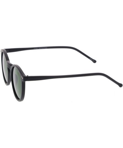 Retro Horn Rimmed Keyhole Nose Bridge P3 Round Sunglasses 48mm - Matte Black / Green - CP12N38TH3U $7.23 Round