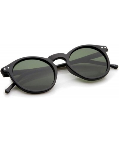 Retro Horn Rimmed Keyhole Nose Bridge P3 Round Sunglasses 48mm - Matte Black / Green - CP12N38TH3U $7.23 Round