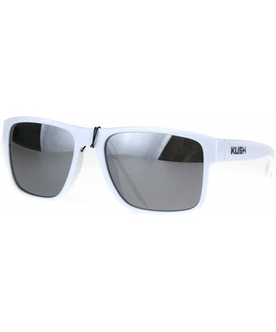 Mens White Kush Color Mirror Rectangular Sport Gangster Sunglasses - Silver Mirror Grey - CA18644O4YK $6.88 Sport