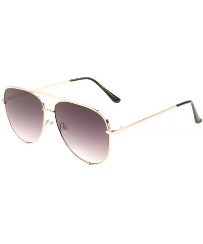 Bottom Brackets Color Mirror Flat Top Modern Round Aviator Sunglasses - Smoke Gold - CB190EUYIQX $13.94 Aviator