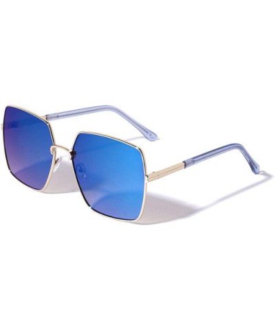 Square Geometric Color Mirror Fashion Sunglasses - Blue - CD196L320RE $12.01 Square